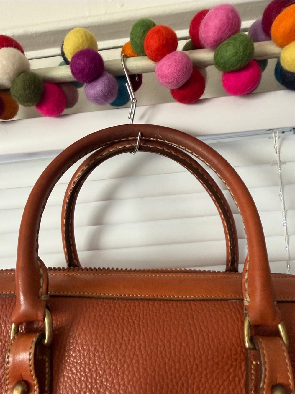 Dooney & Bourke Vintage Pebbled Leather Satchel - Tan Brown - Picture 12 of 16